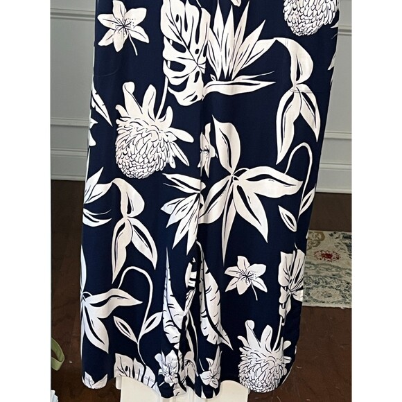 Cuddl Duds Women's Wide Leg Flexwear V-Neck Jumpsuit Navy Tropical Size PL - Picture 2 of 6